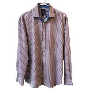 Society of Threads Mens No Iron stripes Long Sleeve shirt Size M